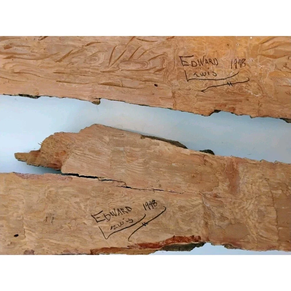 Vtg Edward Lewis 1998 Cottonwood Bark Wood Spirit Carvings Lot 2 Wall Art 22